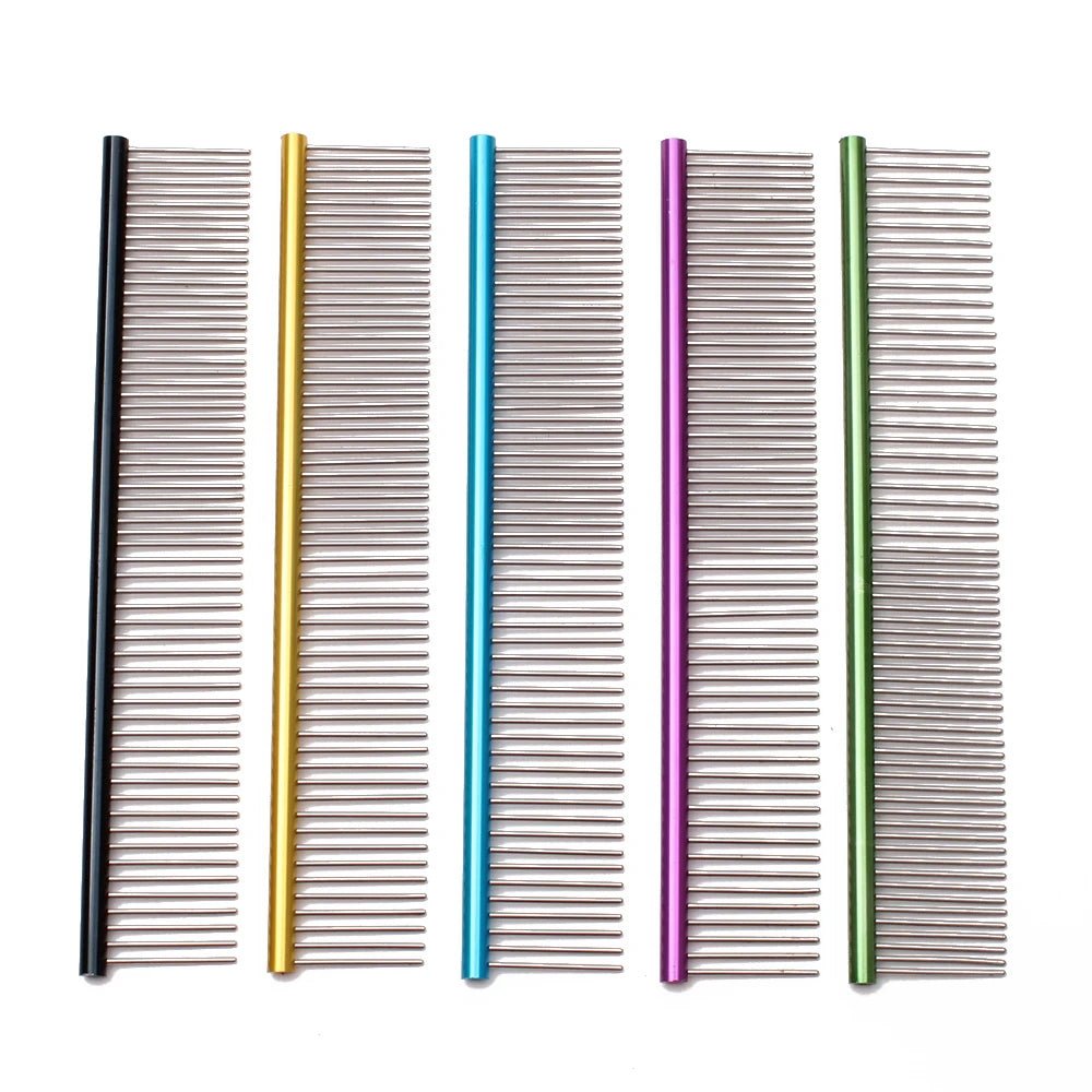 Pet Grooming Combs Aluminum Alloy Brush For Dogs Boundary Knot Massage Tools Professional Salon Cat Hair Cleaning Crescent Combs - Lily.sg Global Shopping