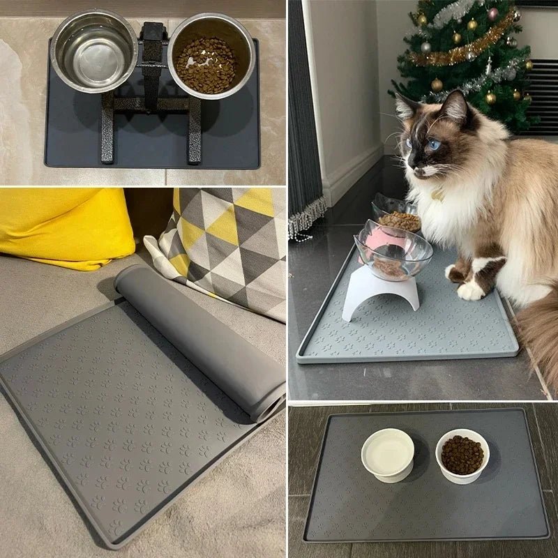 Pet Placemat Cat Dog Drinking Feeding Placemat Feeder Mats Cat Feed Mat Dog Food bowl Mat Silicone Waterproof Pet Bowl Pad - Lily.sg Global Shopping