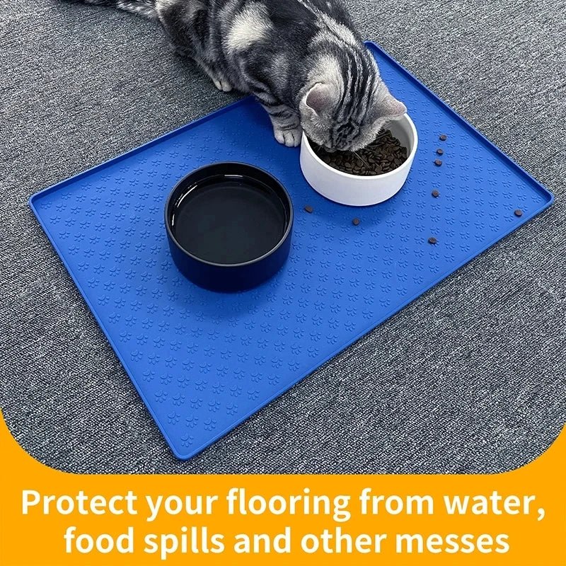 Pet Placemat Cat Dog Drinking Feeding Placemat Feeder Mats Cat Feed Mat Dog Food bowl Mat Silicone Waterproof Pet Bowl Pad - Lily.sg Global Shopping
