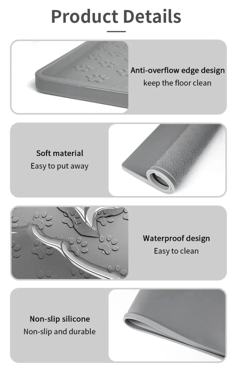 Pet Placemat Cat Dog Drinking Feeding Placemat Feeder Mats Cat Feed Mat Dog Food bowl Mat Silicone Waterproof Pet Bowl Pad - Lily.sg Global Shopping