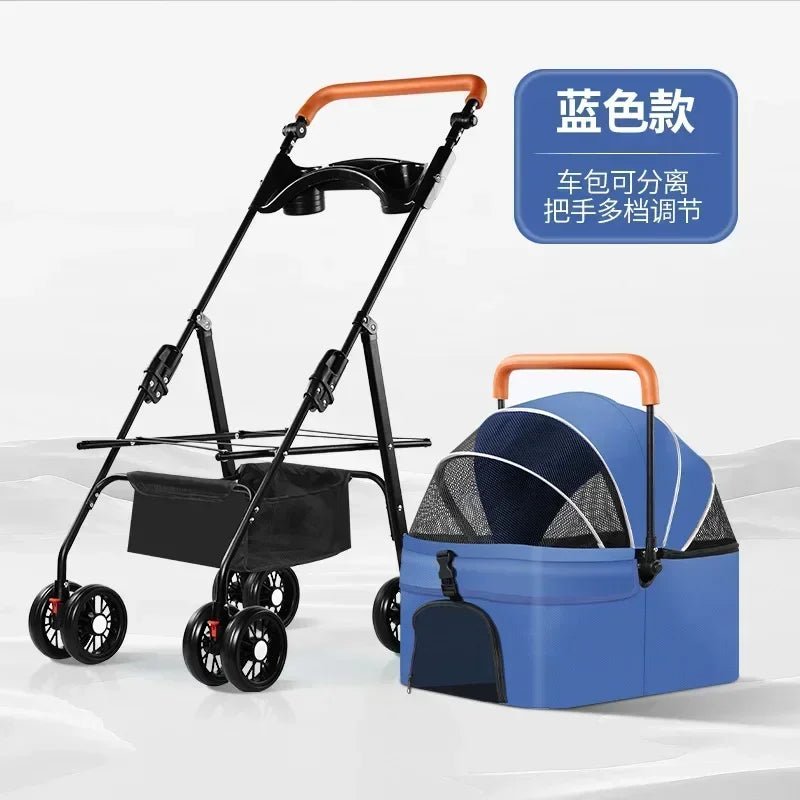 Pet Stroller Dog Cat Large and Small Dog Out Pet Cart Outdoor Travel Lightweight Foldable Cat Supplies - Lily.sg Global Shopping