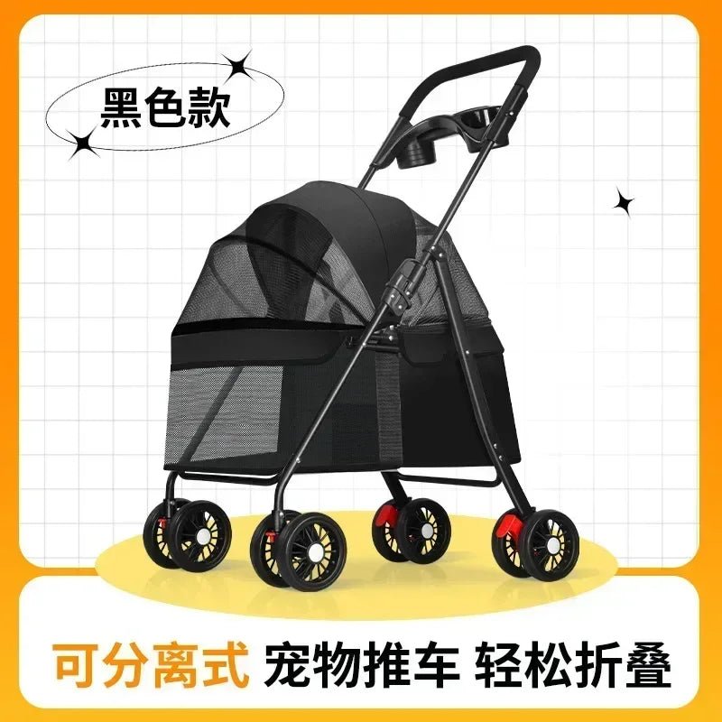 Pet Stroller Dog Cat Large and Small Dog Out Pet Cart Outdoor Travel Lightweight Foldable Cat Supplies - Lily.sg Global Shopping
