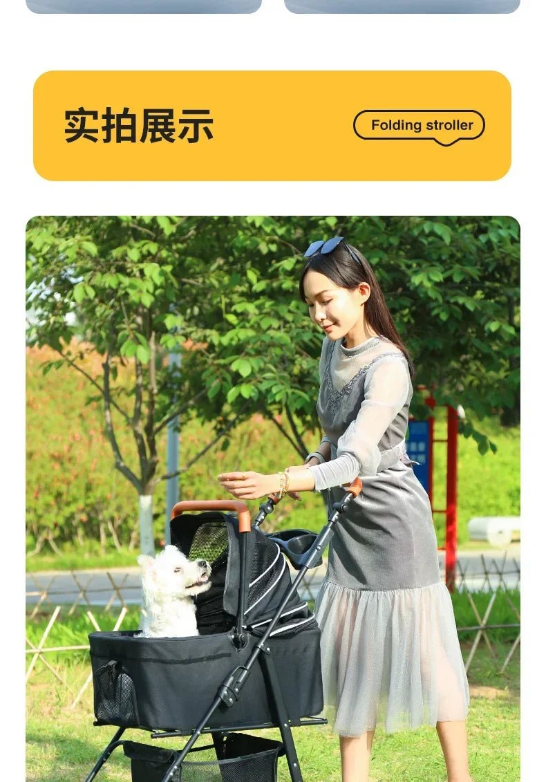 Pet Stroller Dog Cat Large and Small Dog Out Pet Cart Outdoor Travel Lightweight Foldable Cat Supplies - Lily.sg Global Shopping