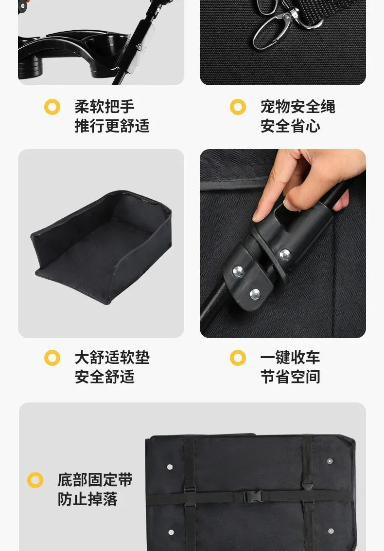 Pet Stroller Dog Cat Large and Small Dog Out Pet Cart Outdoor Travel Lightweight Foldable Cat Supplies - Lily.sg Global Shopping