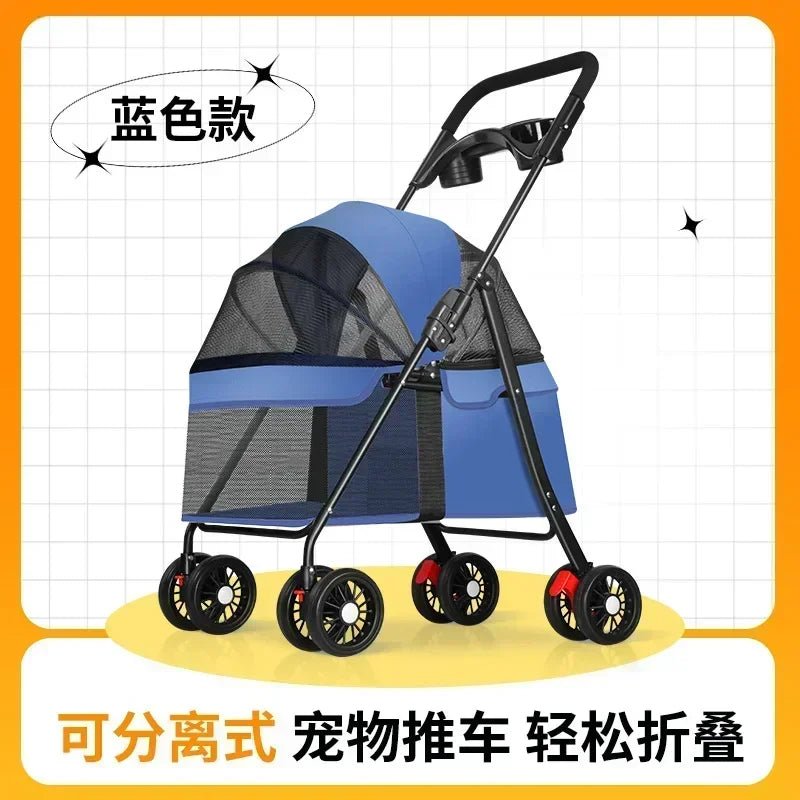 Pet Stroller Dog Cat Large and Small Dog Out Pet Cart Outdoor Travel Lightweight Foldable Cat Supplies - Lily.sg Global Shopping