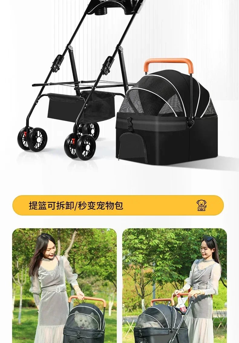 Pet Stroller Dog Cat Large and Small Dog Out Pet Cart Outdoor Travel Lightweight Foldable Cat Supplies - Lily.sg Global Shopping