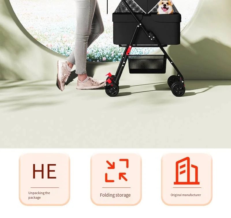 Pet Stroller with A Load - bearing Capacity of 20kg Cat Dog Stroller Small Lightweight Foldable Teddy Bear Outdoor Cart Detachable - Lily.sg Global Shopping