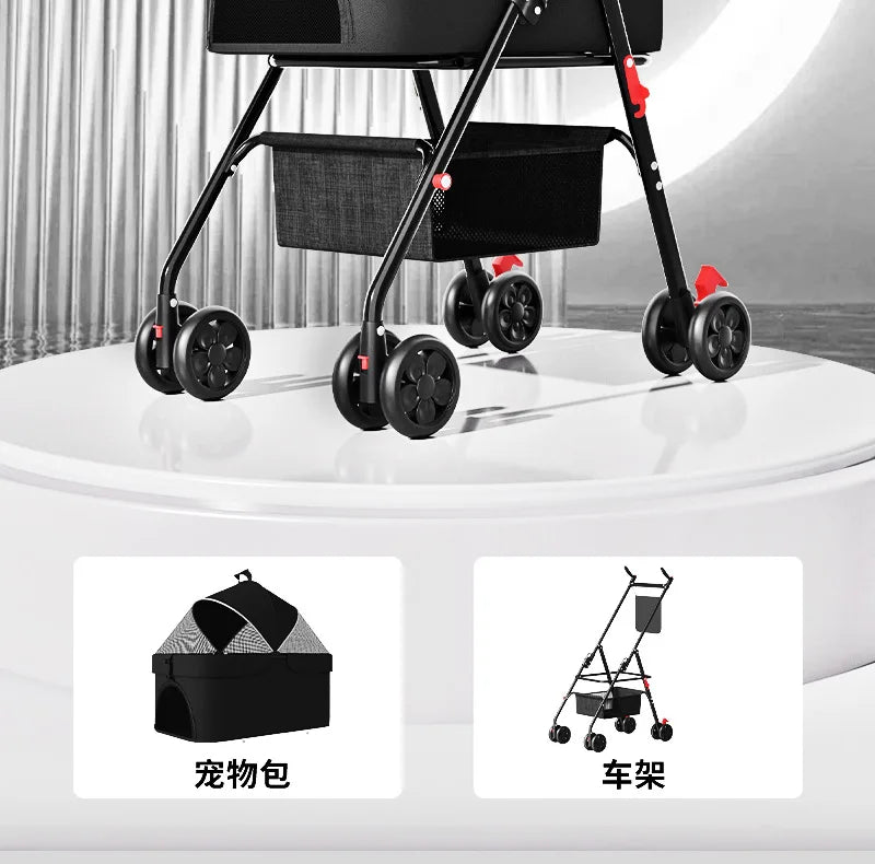 Pet Stroller with A Load - bearing Capacity of 20kg Cat Dog Stroller Small Lightweight Foldable Teddy Bear Outdoor Cart Detachable - Lily.sg Global Shopping
