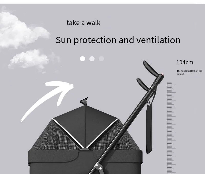 Pet Stroller with A Load - bearing Capacity of 20kg Cat Dog Stroller Small Lightweight Foldable Teddy Bear Outdoor Cart Detachable - Lily.sg Global Shopping