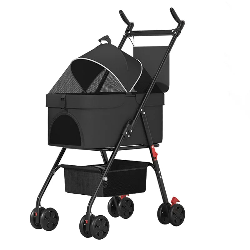 Pet Stroller with A Load - bearing Capacity of 20kg Cat Dog Stroller Small Lightweight Foldable Teddy Bear Outdoor Cart Detachable - Lily.sg Global Shopping