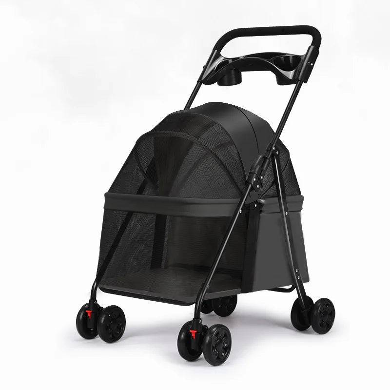 Pet Strollers Cart Cat Dog Small Dog Cat Teddy Cart Out Lightweight Folding Pet Products - Lily.sg Global Shopping