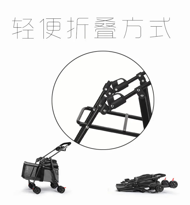Pet Strollers Cart Cat Dog Small Dog Cat Teddy Cart Out Lightweight Folding Pet Products - Lily.sg Global Shopping