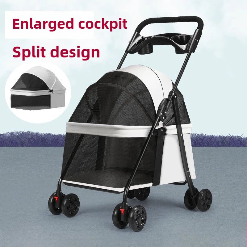 Pet Strollers Cart Cat Dog Small Dog Cat Teddy Cart Out Lightweight Folding Pet Products - Lily.sg Global Shopping