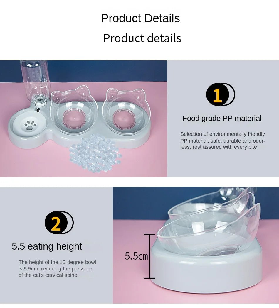 Pet SuppliesElevated Bowls for Cats and DogsDurable Double Cat and Dog Bowl FeedersElevated Cat Feeding and Drinking Supplies - Lily.sg Global Shopping