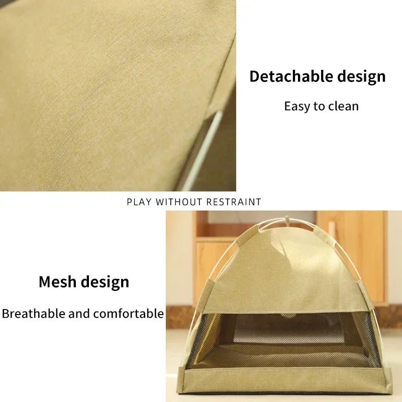 Pet Tent Bed Removable Cat Sofa Basket Canvas Semi - enclosed Cat House Dog Cave Hut Cat Sleeping Bed for Room Decor Pet Supplies - Lily.sg Global Shopping
