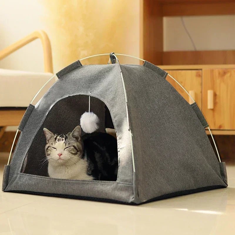 Pet Tent Bed Removable Cat Sofa Basket Canvas Semi - enclosed Cat House Dog Cave Hut Cat Sleeping Bed for Room Decor Pet Supplies - Lily.sg Global Shopping