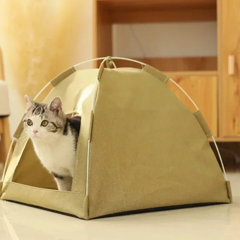 Pet Tent Bed Removable Cat Sofa Basket Canvas Semi - enclosed Cat House Dog Cave Hut Cat Sleeping Bed for Room Decor Pet Supplies - Lily.sg Global Shopping