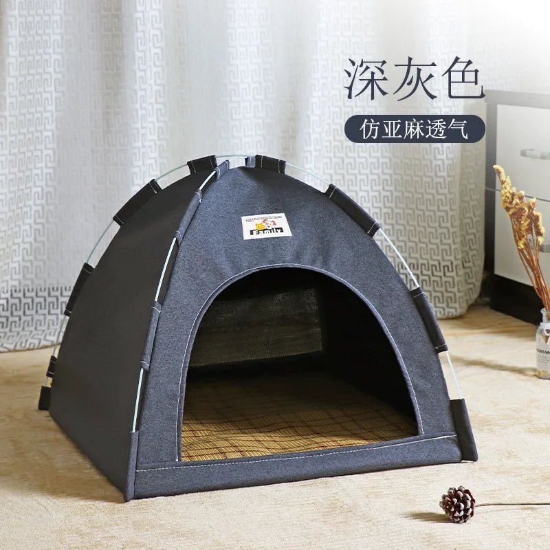 Pet Tent Bed Removable Cat Sofa Basket Canvas Semi - enclosed Cat House Dog Cave Hut Cat Sleeping Bed for Room Decor Pet Supplies - Lily.sg Global Shopping