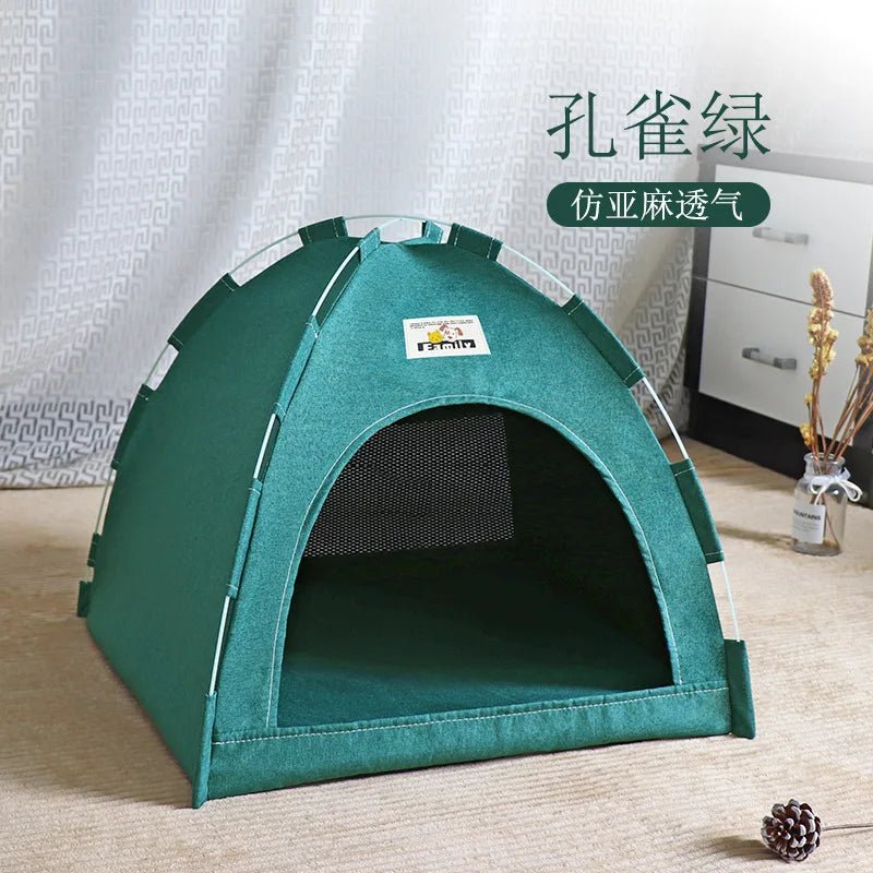 Pet Tent Bed Removable Cat Sofa Basket Canvas Semi - enclosed Cat House Dog Cave Hut Cat Sleeping Bed for Room Decor Pet Supplies - Lily.sg Global Shopping