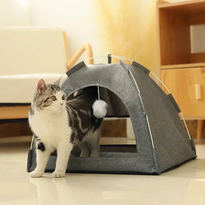 Pet Tent Bed Removable Cat Sofa Basket Canvas Semi - enclosed Cat House Dog Cave Hut Cat Sleeping Bed for Room Decor Pet Supplies - Lily.sg Global Shopping