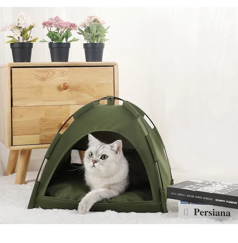 Pet Tent Bed Removable Cat Sofa Basket Canvas Semi - enclosed Cat House Dog Cave Hut Cat Sleeping Bed for Room Decor Pet Supplies - Lily.sg Global Shopping