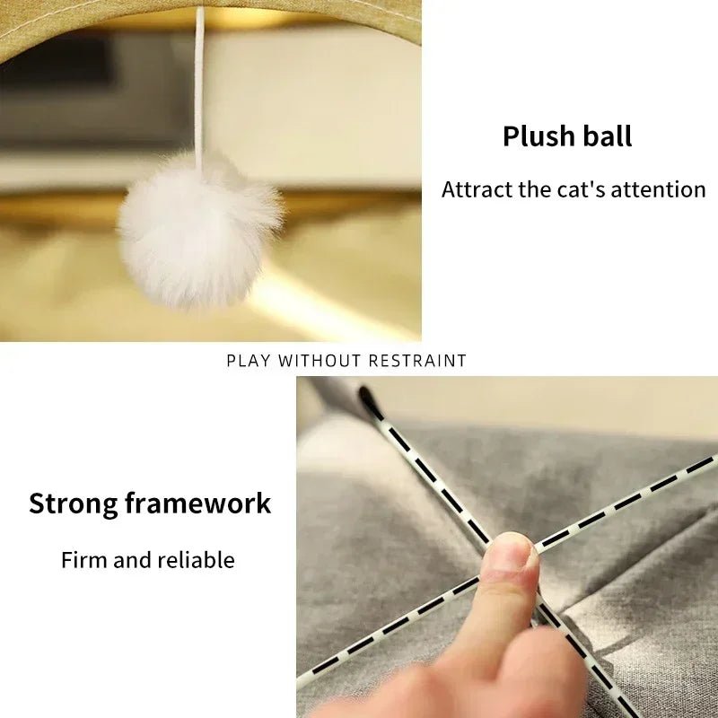 Pet Tent Bed Removable Cat Sofa Basket Canvas Semi - enclosed Cat House Dog Cave Hut Cat Sleeping Bed for Room Decor Pet Supplies - Lily.sg Global Shopping