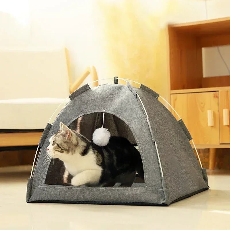 Pet Tent Bed Removable Cat Sofa Basket Canvas Semi - enclosed Cat House Dog Cave Hut Cat Sleeping Bed for Room Decor Pet Supplies - Lily.sg Global Shopping