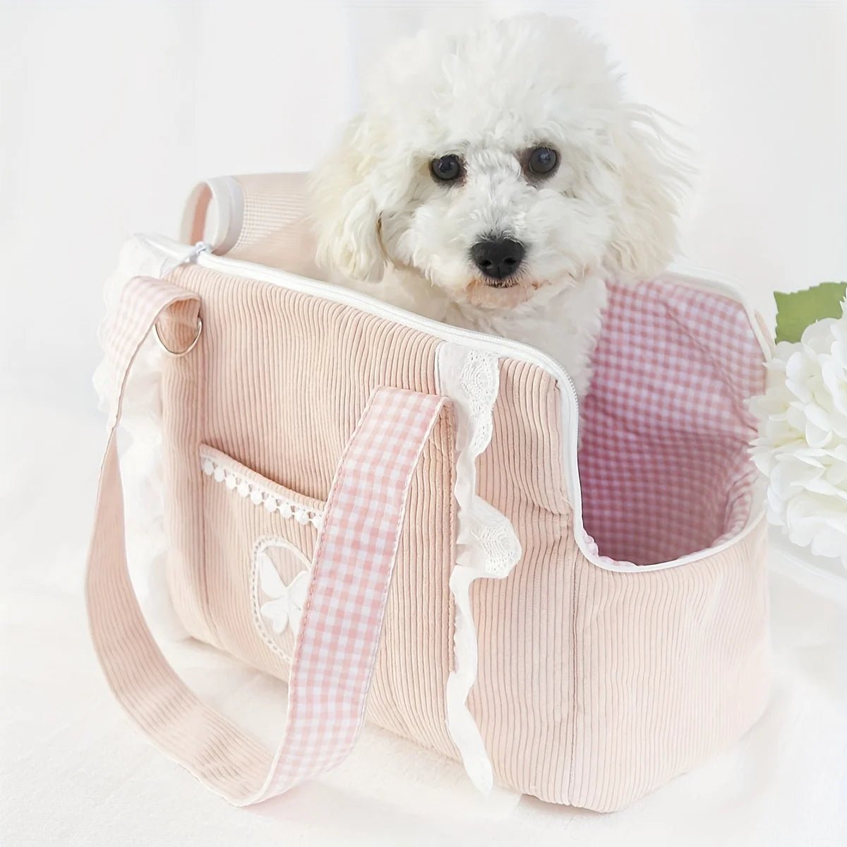 Pink Floral Pet Carrier - Cozy, Breathable & Stress - Resistant for Small Dogs & Cats. Zip Closure, Perfect for Travel! - Lily.sg Global Shopping