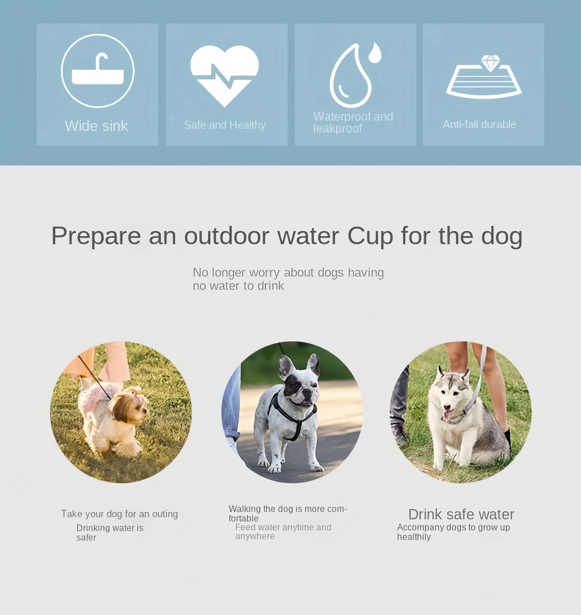 Portable Dog Cat Water Bottle with Storage Food and Water Container for Puppy Pets dogs Feeder Bowl Outdoor Travel Pet supplies - Lily.sg Global Shopping
