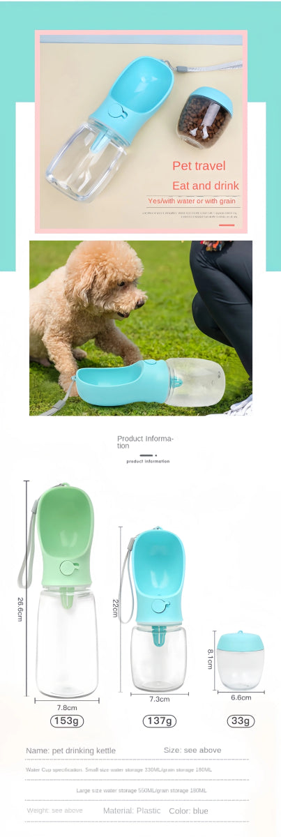 Portable Dog Cat Water Bottle with Storage Food and Water Container for Puppy Pets dogs Feeder Bowl Outdoor Travel Pet supplies - Lily.sg Global Shopping