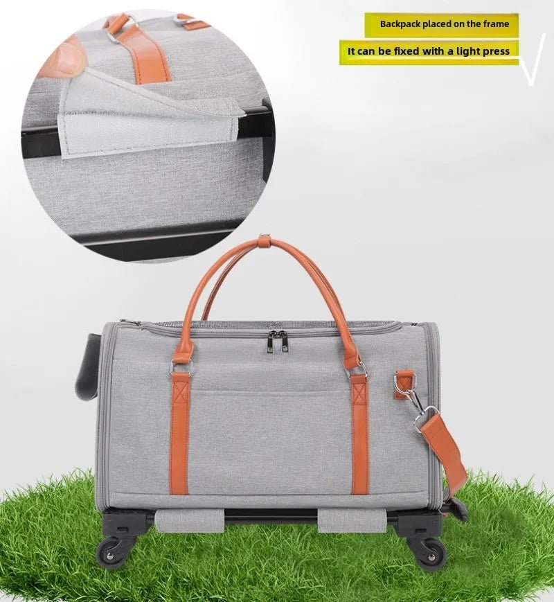 Portable Pet Carrier Backpack with Wheels Cat Cart Portable Supplies for Going Out Folding Luggage Pets Bag Products Supplies - Lily.sg Global Shopping