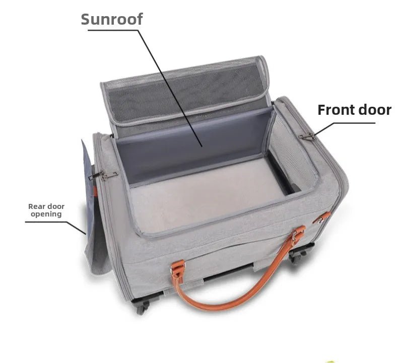 Portable Pet Carrier Backpack with Wheels Cat Cart Portable Supplies for Going Out Folding Luggage Pets Bag Products Supplies - Lily.sg Global Shopping