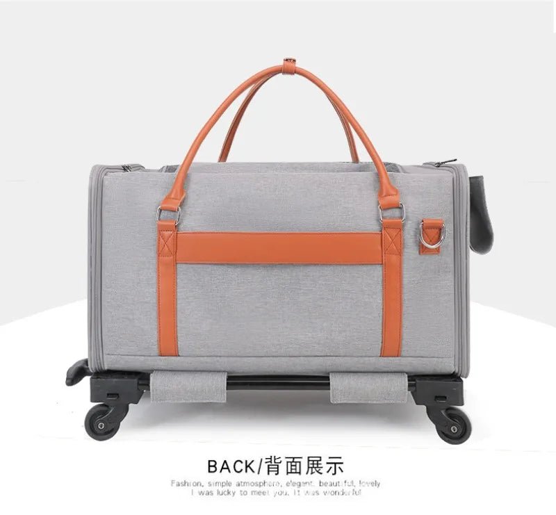 Portable Pet Carrier Backpack with Wheels Cat Cart Portable Supplies for Going Out Folding Luggage Pets Bag Products Supplies - Lily.sg Global Shopping