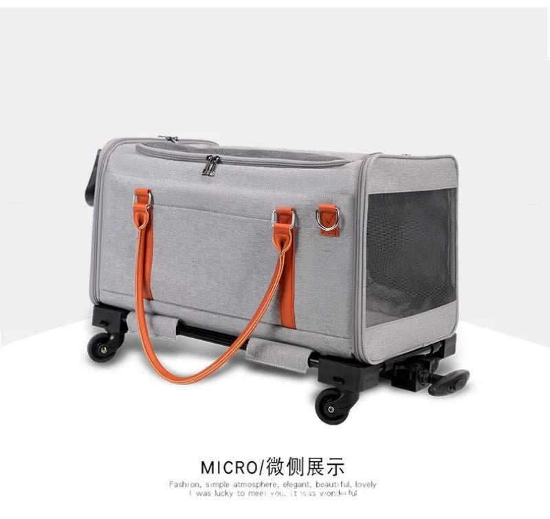 Portable Pet Carrier Backpack with Wheels Cat Cart Portable Supplies for Going Out Folding Luggage Pets Bag Products Supplies - Lily.sg Global Shopping