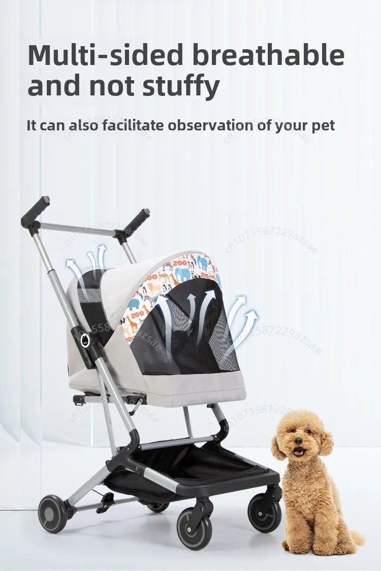 Portable pet stroller Ultra - light and easy to fold Large capacity pet stroller can accommodate two cats at the same time - Lily.sg Global Shopping