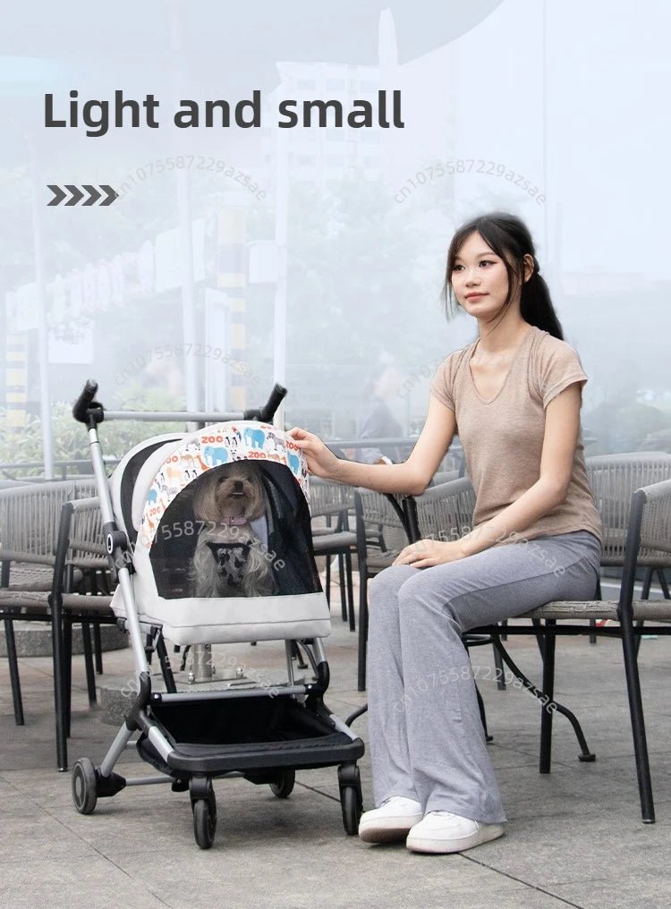 Portable pet stroller Ultra - light and easy to fold Large capacity pet stroller can accommodate two cats at the same time - Lily.sg Global Shopping