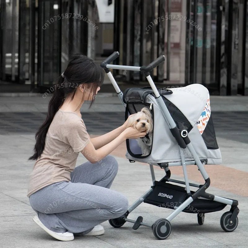 Portable pet stroller Ultra - light and easy to fold Large capacity pet stroller can accommodate two cats at the same time - Lily.sg Global Shopping