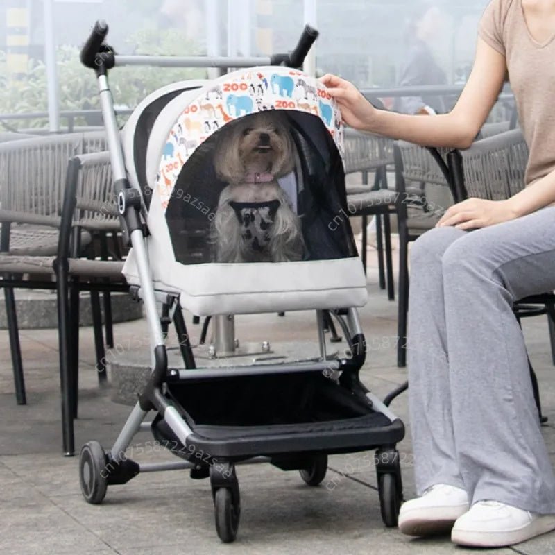 Portable pet stroller Ultra - light and easy to fold Large capacity pet stroller can accommodate two cats at the same time - Lily.sg Global Shopping