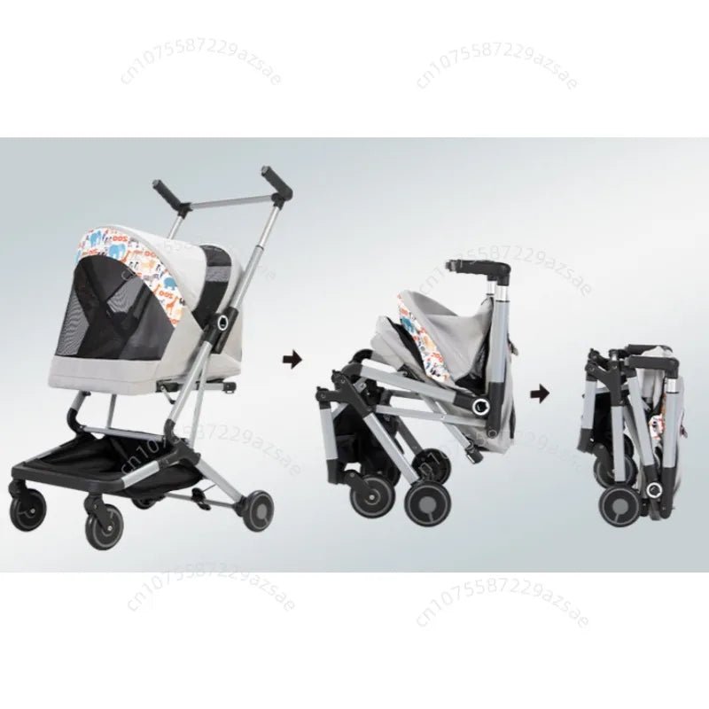Portable pet stroller Ultra - light and easy to fold Large capacity pet stroller can accommodate two cats at the same time - Lily.sg Global Shopping