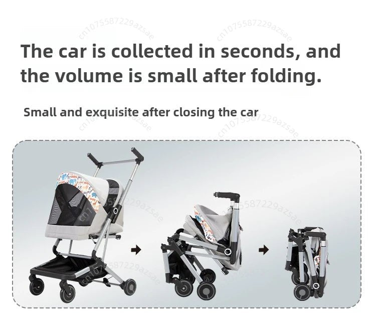 Portable pet stroller Ultra - light and easy to fold Large capacity pet stroller can accommodate two cats at the same time - Lily.sg Global Shopping
