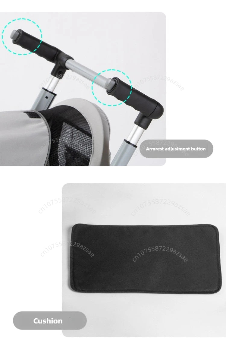 Portable pet stroller Ultra - light and easy to fold Large capacity pet stroller can accommodate two cats at the same time - Lily.sg Global Shopping