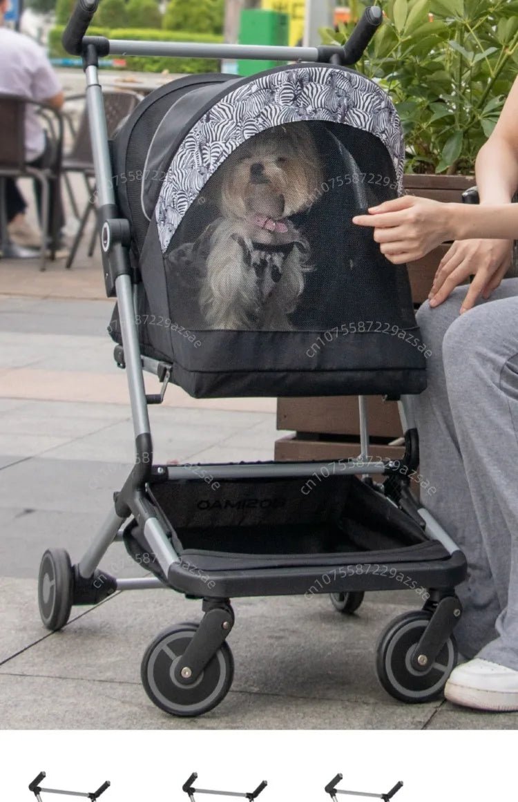 Portable pet stroller Ultra - light and easy to fold Large capacity pet stroller can accommodate two cats at the same time - Lily.sg Global Shopping