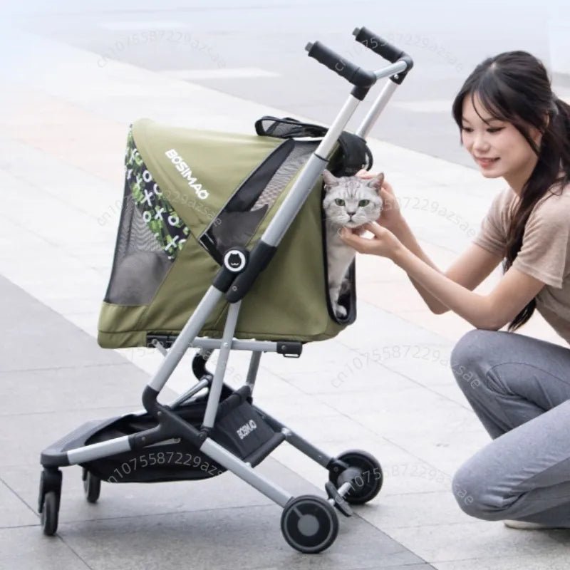 Portable pet stroller Ultra - light and easy to fold Large capacity pet stroller can accommodate two cats at the same time - Lily.sg Global Shopping