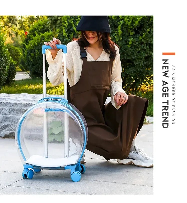 Puppy Move Trolley Cat Carriers Transparent Pet Backpack Animal Transportation and Goods for Travel Pet Supplies with Wheels - Lily.sg Global Shopping
