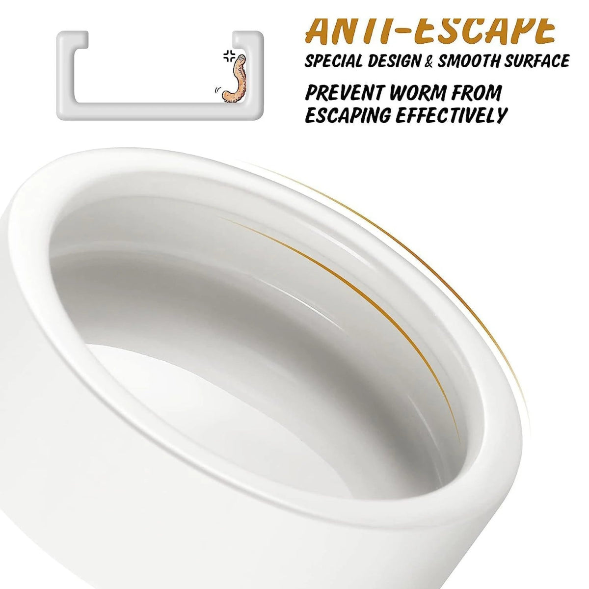 Reptile Food Bowl Feeding and Watering Bowl Anti - Escape Ceramic Feeding and Watering Bowl Anti - Escape Super Worm Feeder - Lily.sg Global Shopping