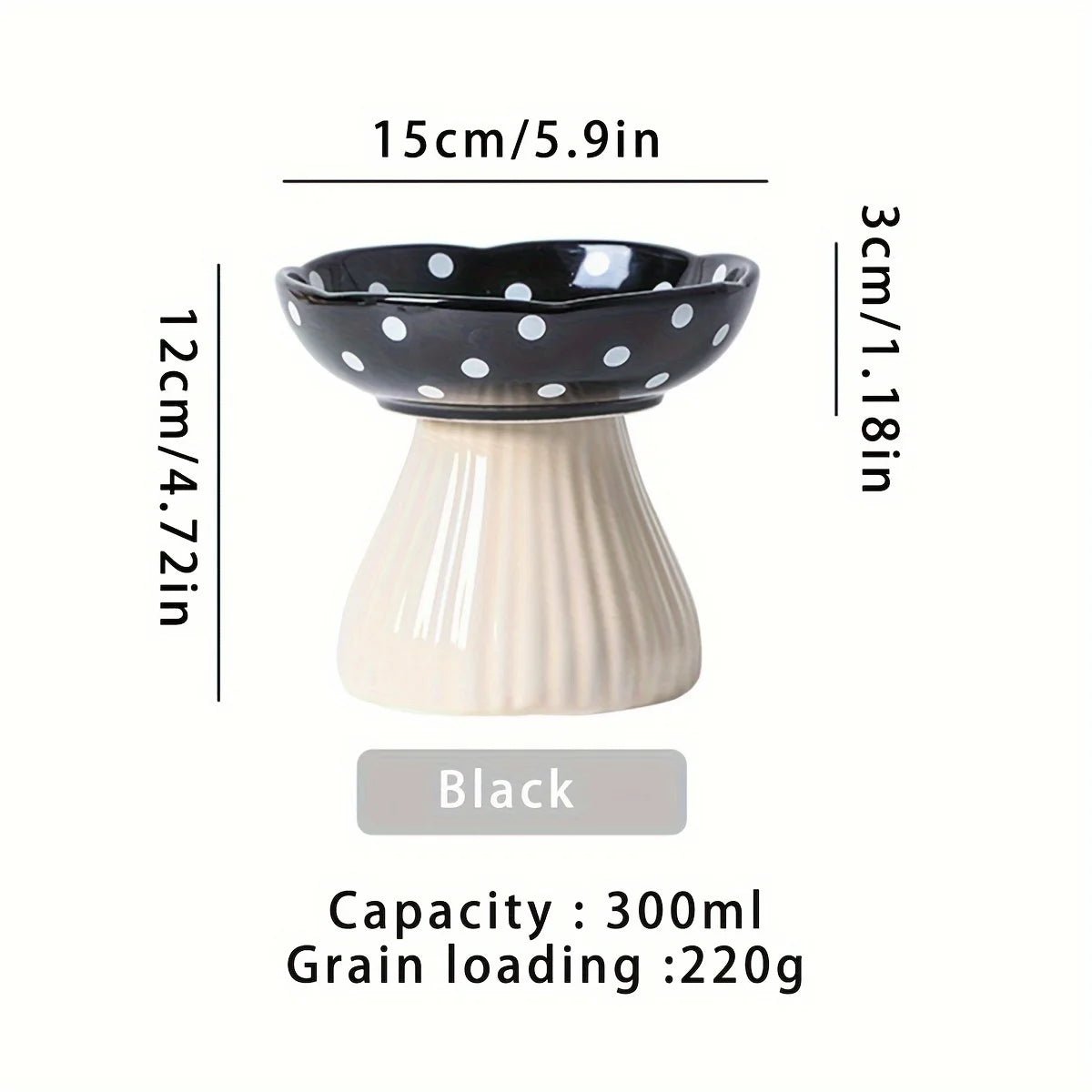 Resin Mushroom Cat Bowl: Tall, 300ml capacity, suitable for cats - ideal for feeding and drinking festivals - Lily.sg Global Shopping