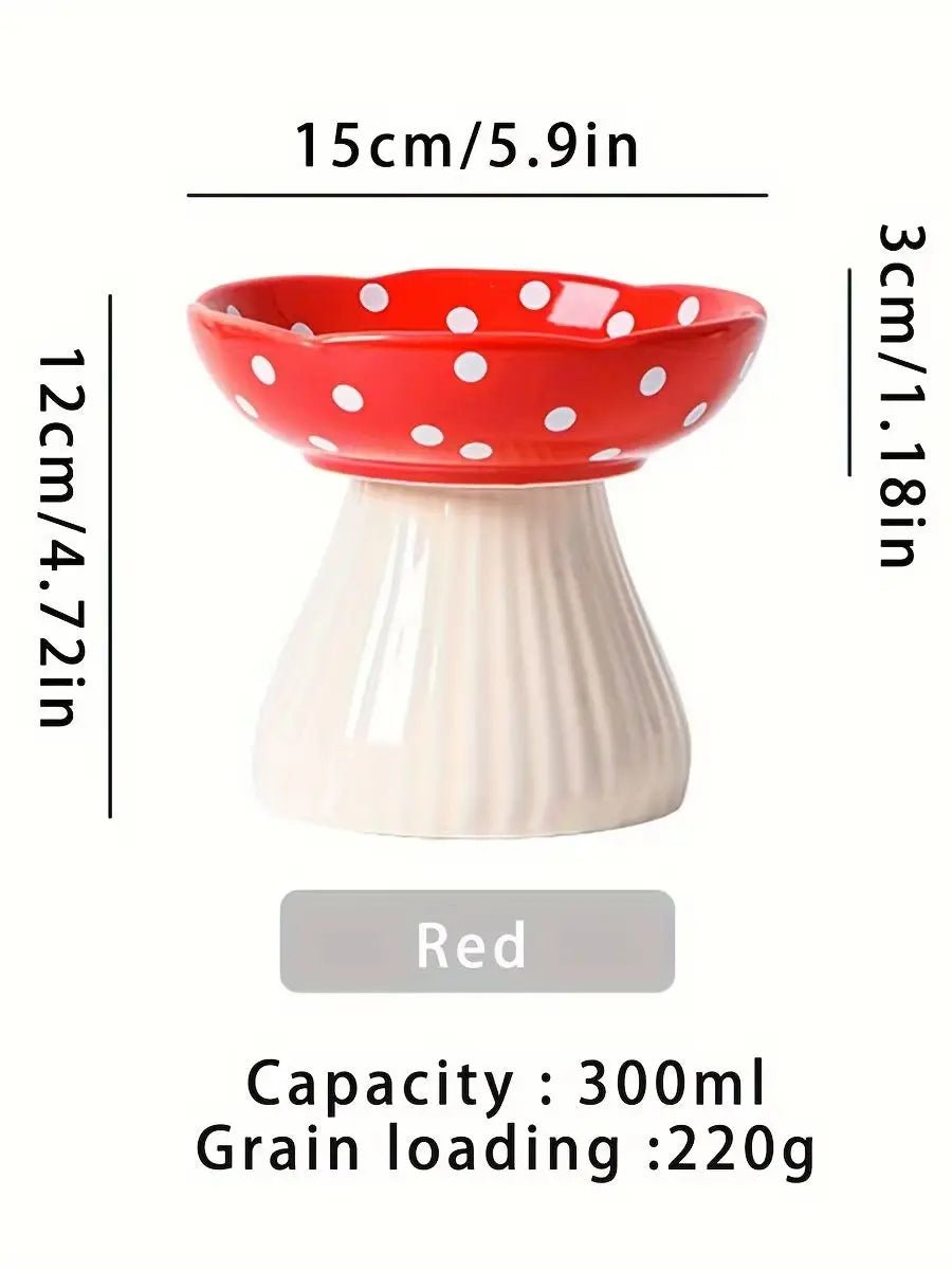 Resin Mushroom Cat Bowl: Tall, 300ml capacity, suitable for cats - ideal for feeding and drinking festivals - Lily.sg Global Shopping