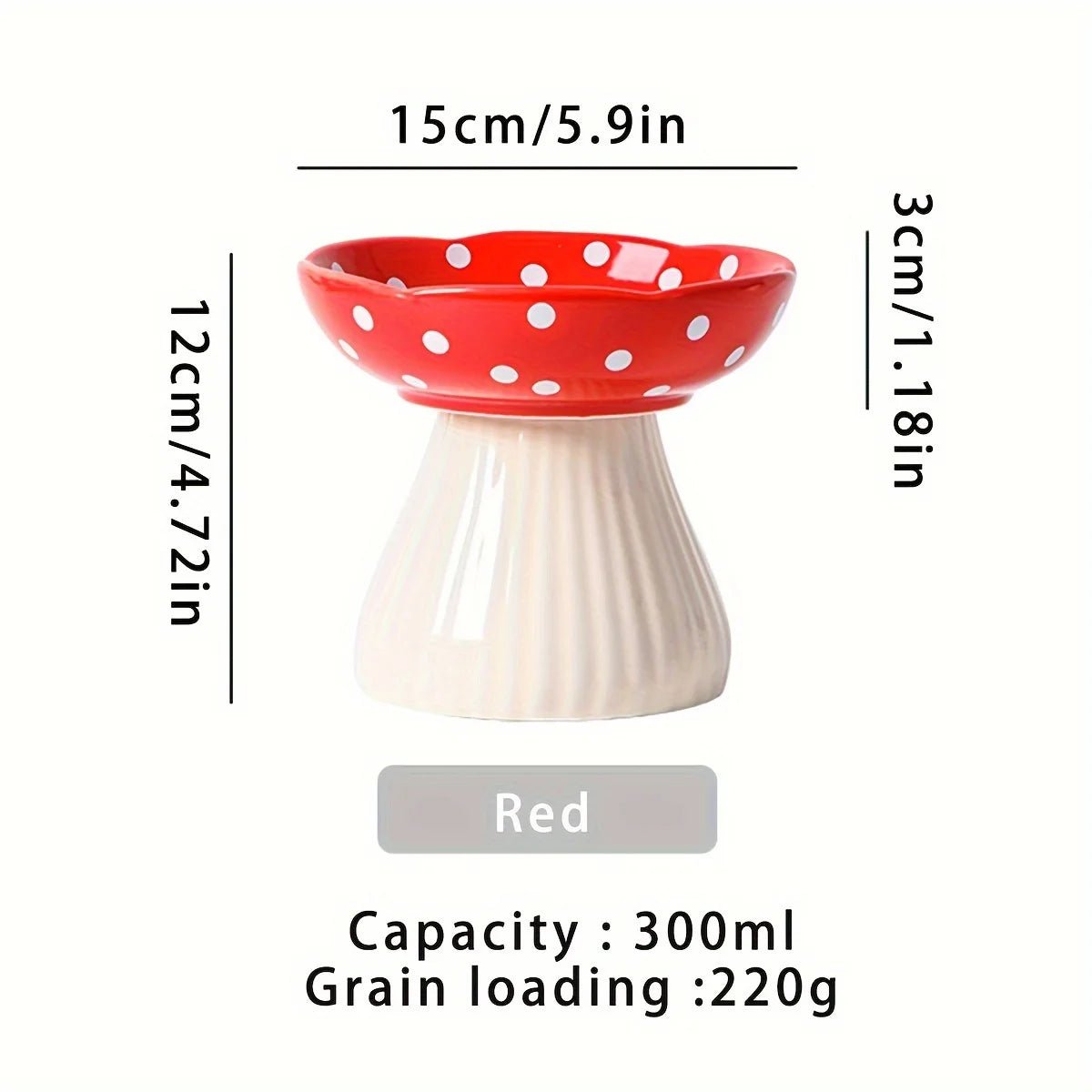 Resin Mushroom Cat Bowl: Tall, 300ml capacity, suitable for cats - ideal for feeding and drinking festivals - Lily.sg Global Shopping