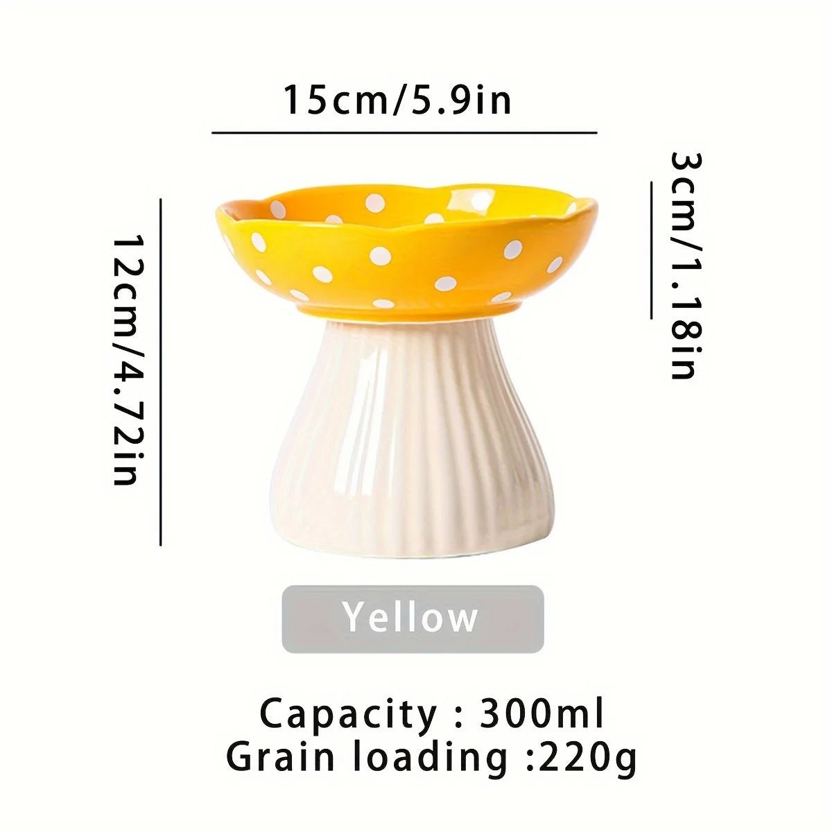 Resin Mushroom Cat Bowl: Tall, 300ml capacity, suitable for cats - ideal for feeding and drinking festivals - Lily.sg Global Shopping