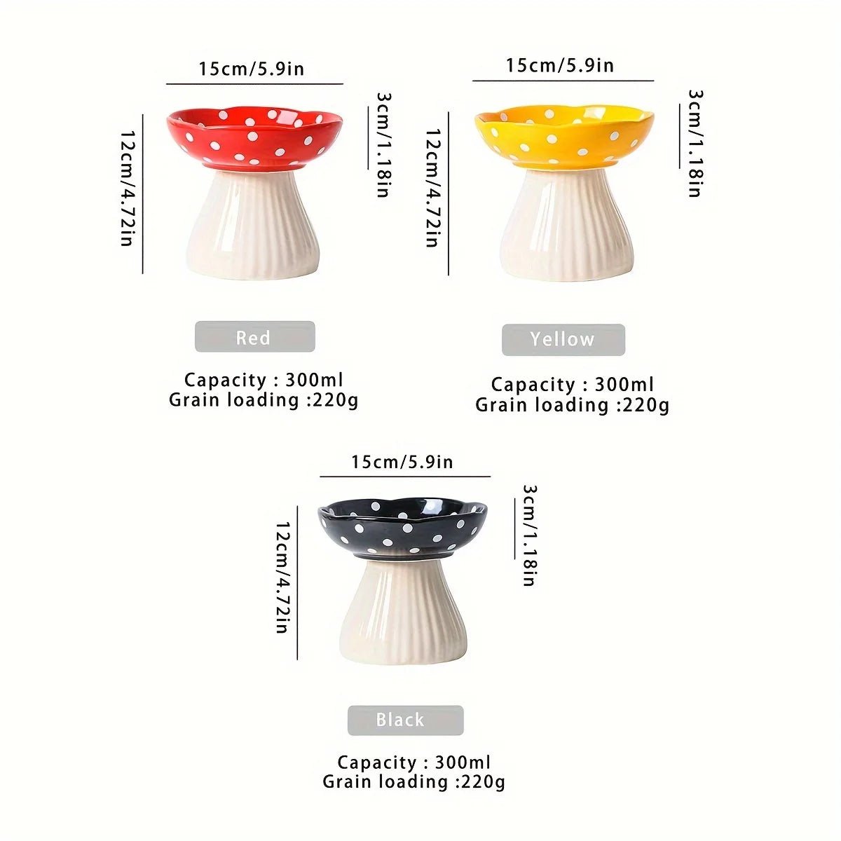 Resin Mushroom Cat Bowl: Tall, 300ml capacity, suitable for cats - ideal for feeding and drinking festivals - Lily.sg Global Shopping